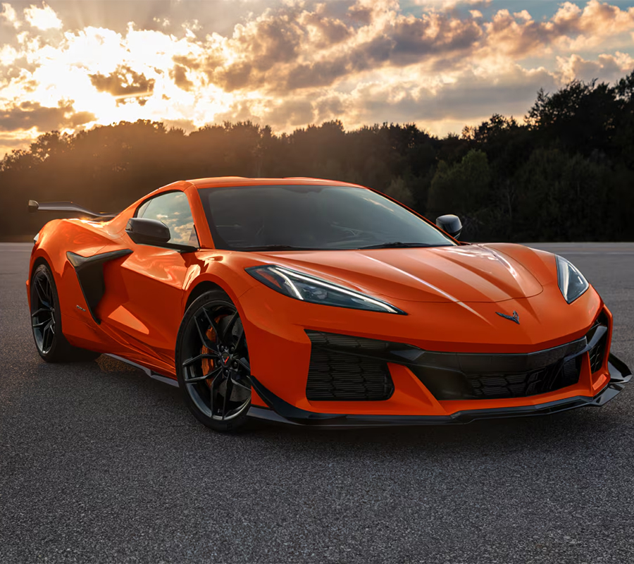 Orange Corvette Z06 Parked Proudly at Sunset