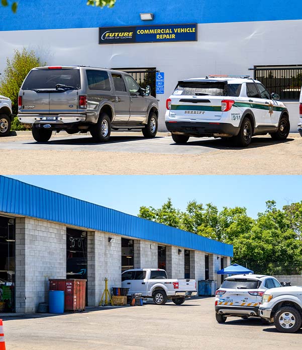 Exterior shots of the Commercial Vehicle Repair center