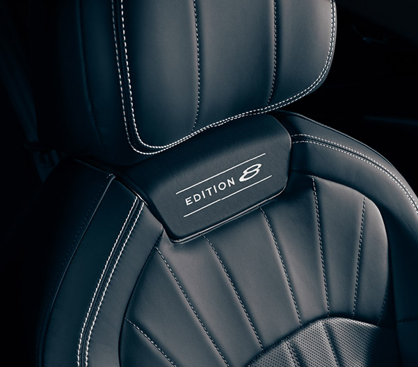 Interior front seat detail shot of the 2024 Bentley Edition 8