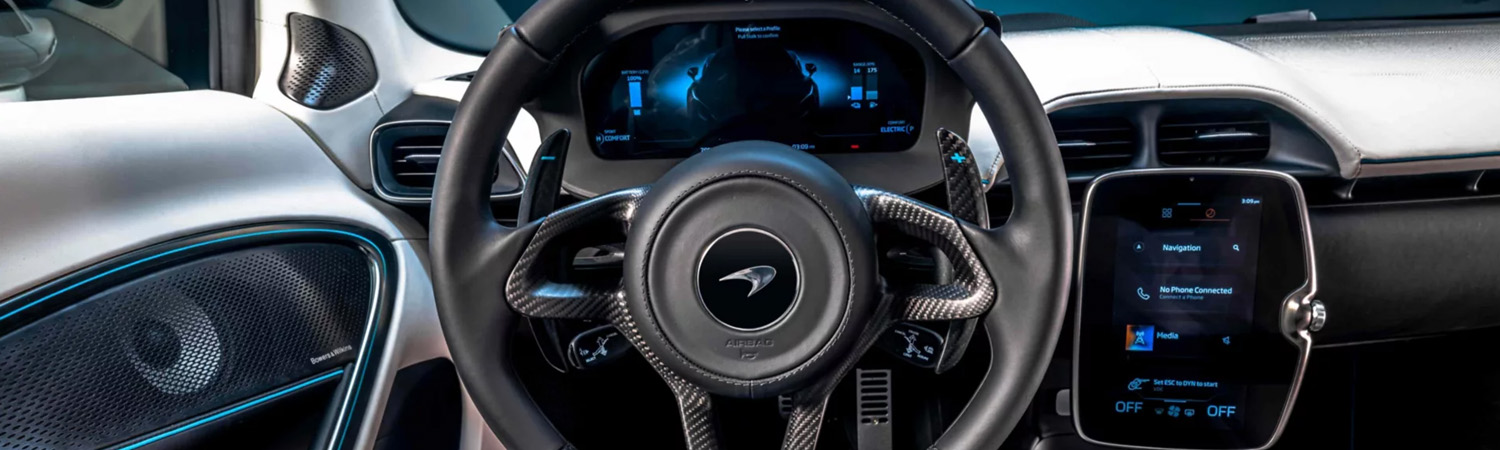McLaren Artura steering wheel and dashboard