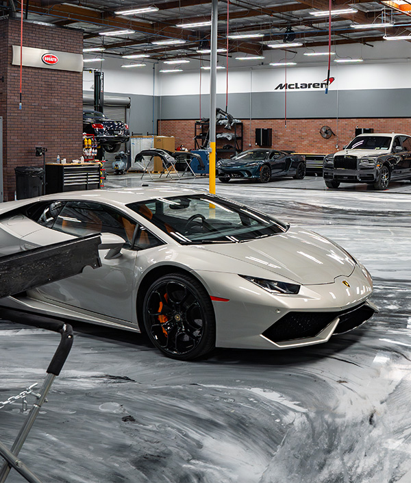 Shot of Lamborghini being serviced