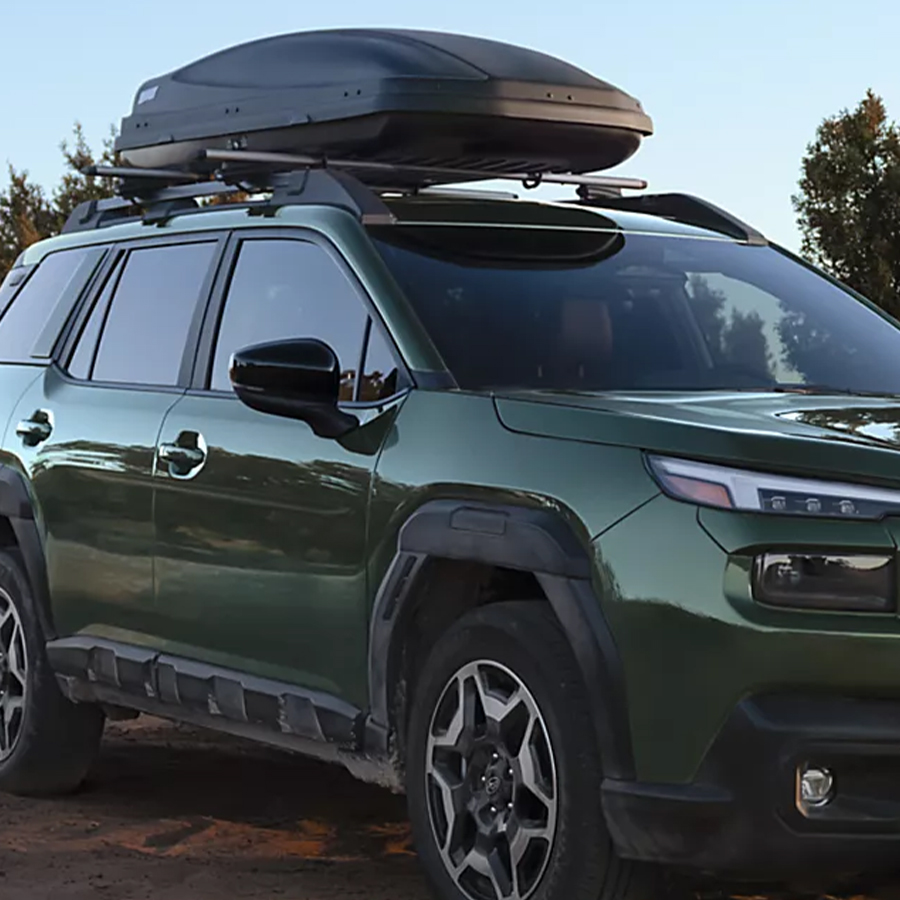 Close up of a Subaru with Cargo on the roof