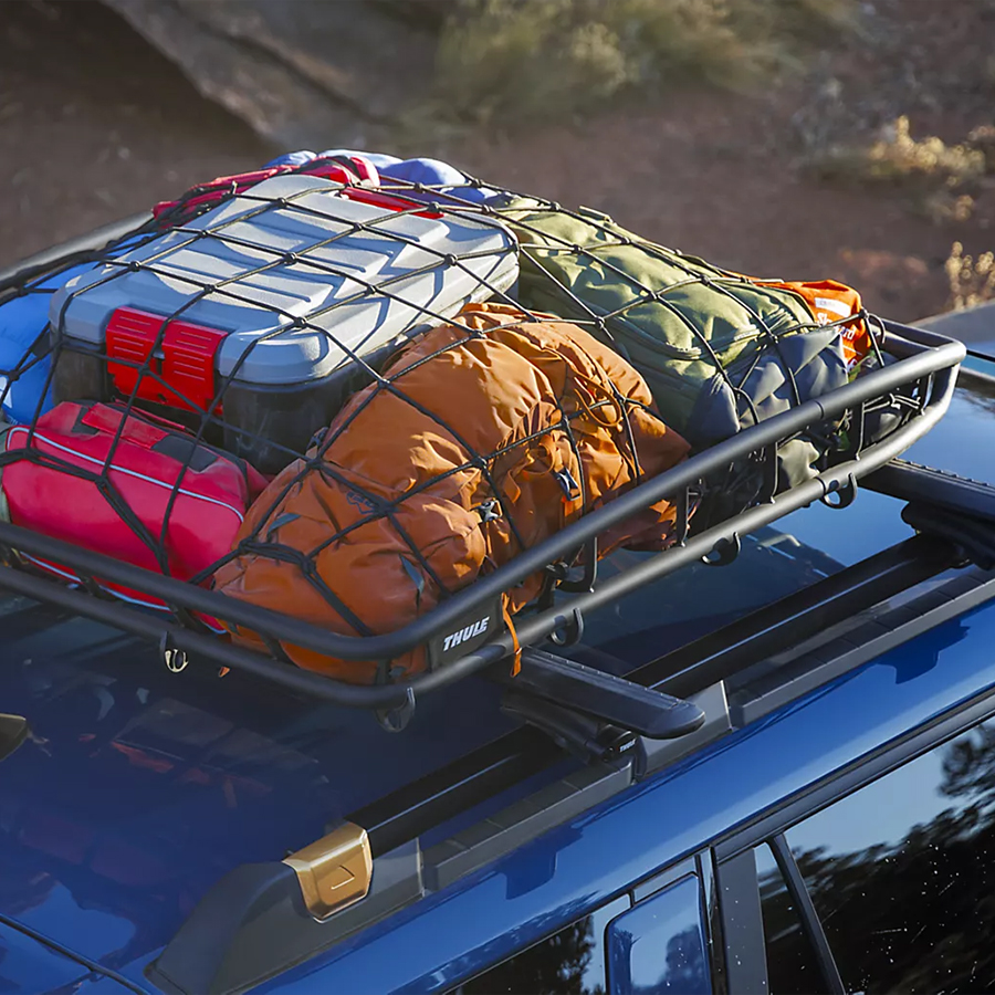 Close up of a Subaru with Cargo on the roof