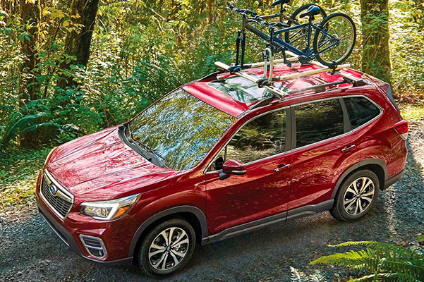 a red 2019 subaru forester
