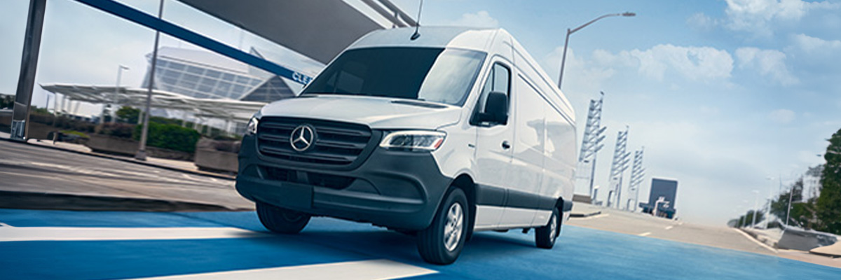 2024 Mercedes-Benz eSprinter driving down road