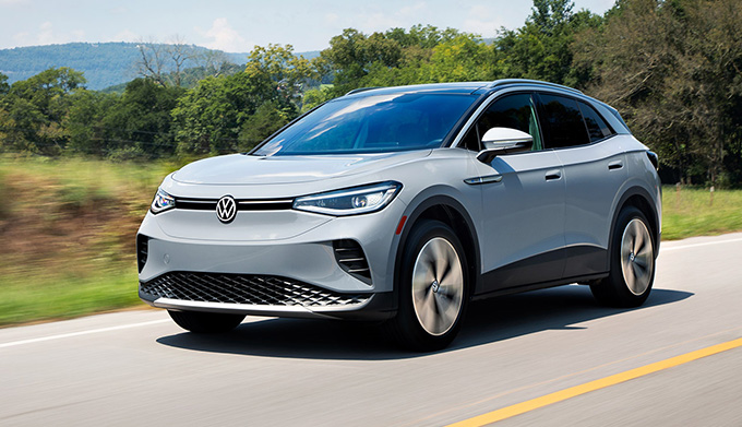 Volkswagen ID.4 driving on a road