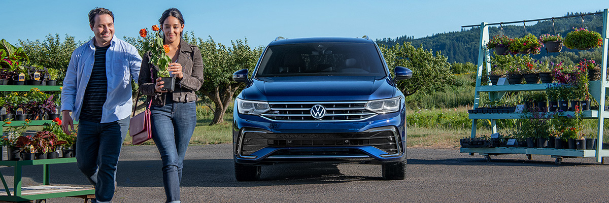 VW Tiguan parked at a nursery