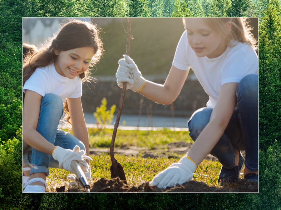 childern planting and gardening