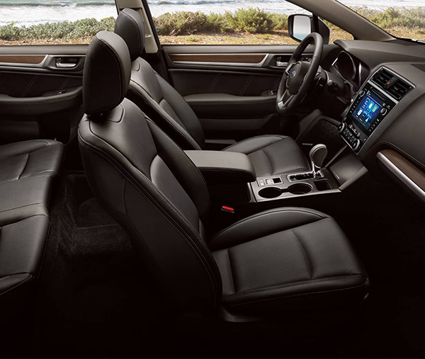 2018 Legacy 2.5i Limited interior shown in Black Leather with available options