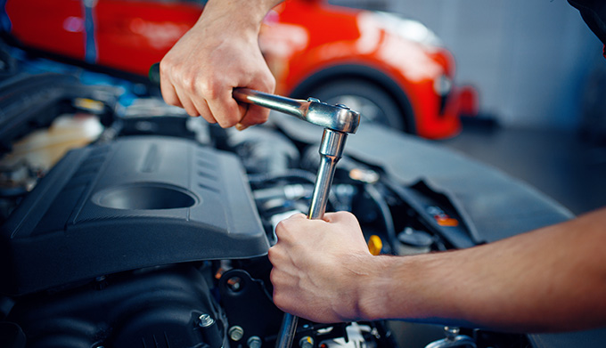 Mechanic working on an engine