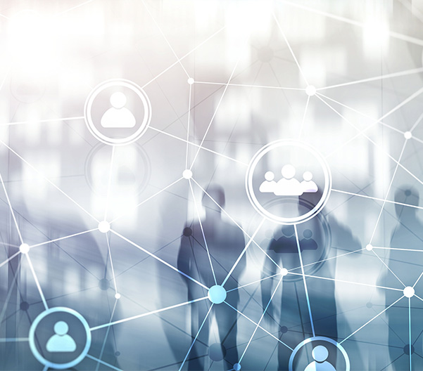 Networking visualization with groups of people all interlinked