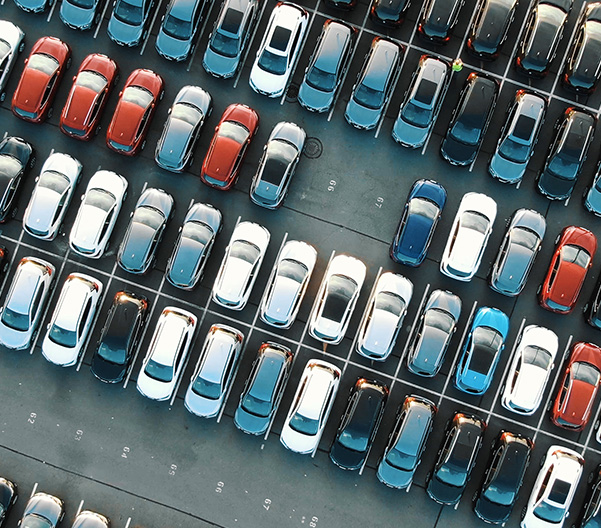 Parking lot full of used cars for sale