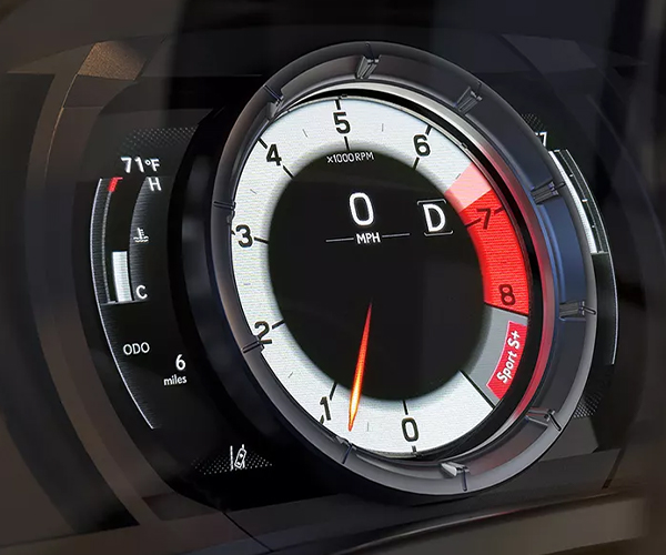 Detail shot of the gauge cluster of the Lexus IS 350 F SPORT.