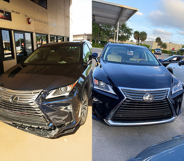 Before and after of damage