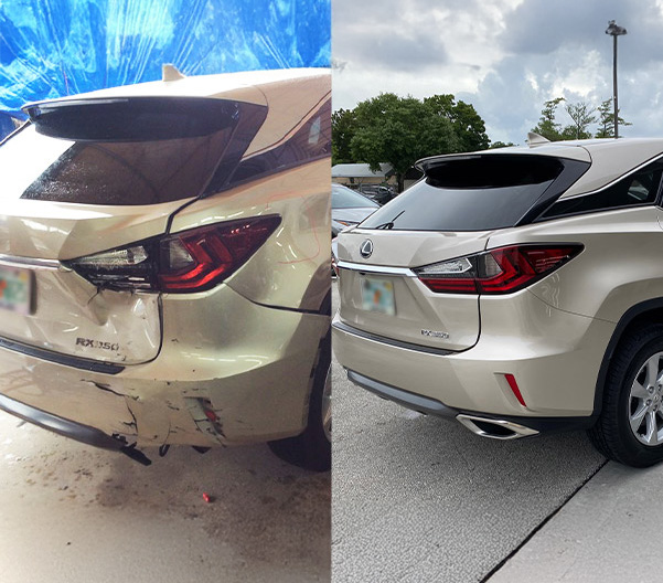 Before and after of damage