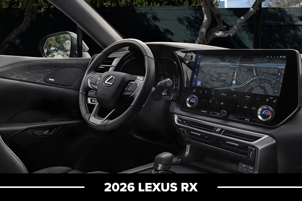 Rear seats of the 2025 Lexus RX shown in Rioja Red.