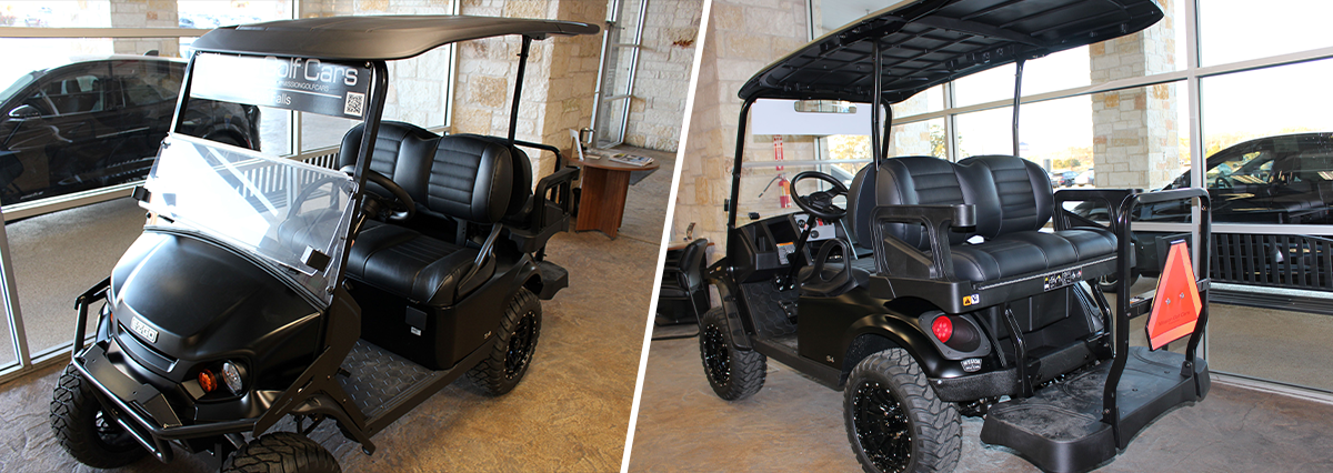 Front and back view of golf cart