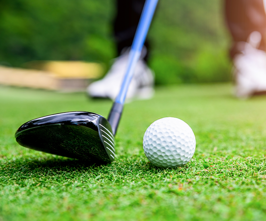 playing golf
